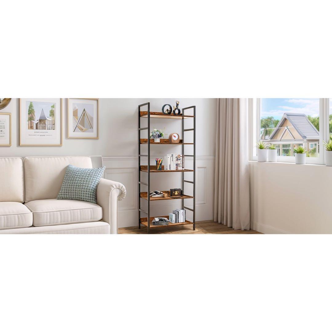 オープンシェルフラック 棚 5段 収納ラック 木製ラック スチールラック