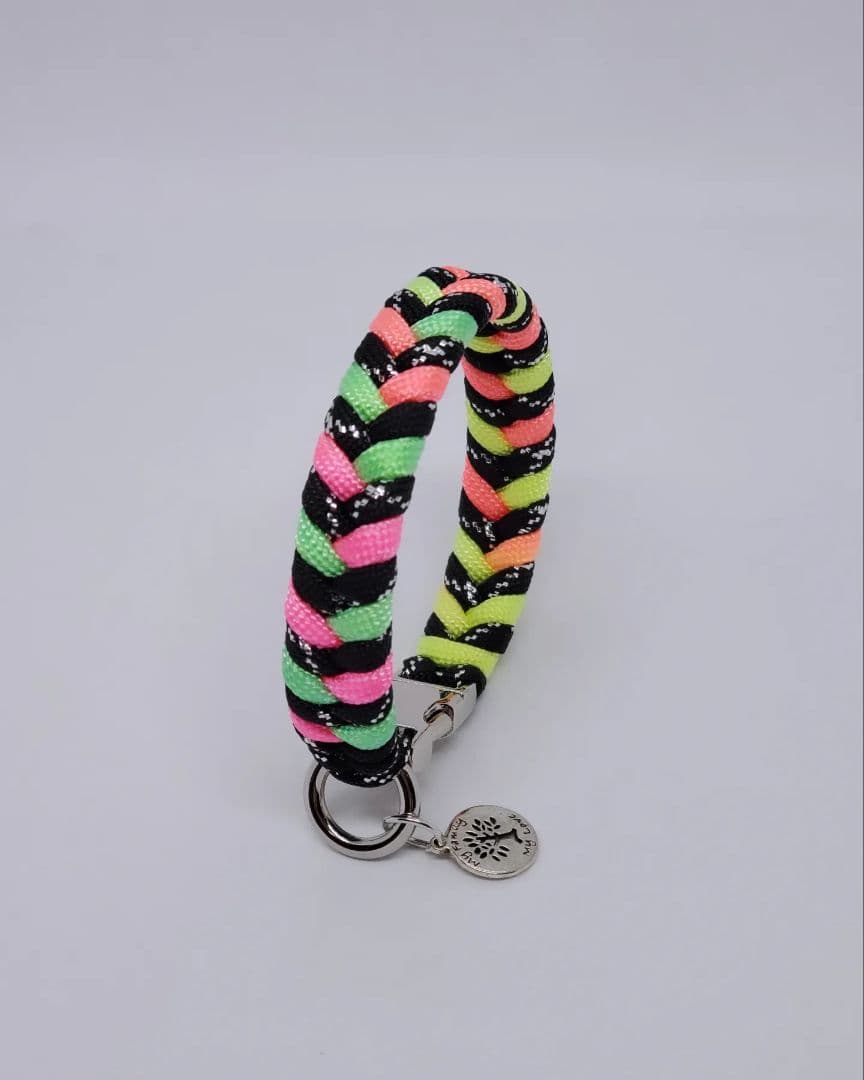パラコード スネークレインボー首輪&ラメブラックリード