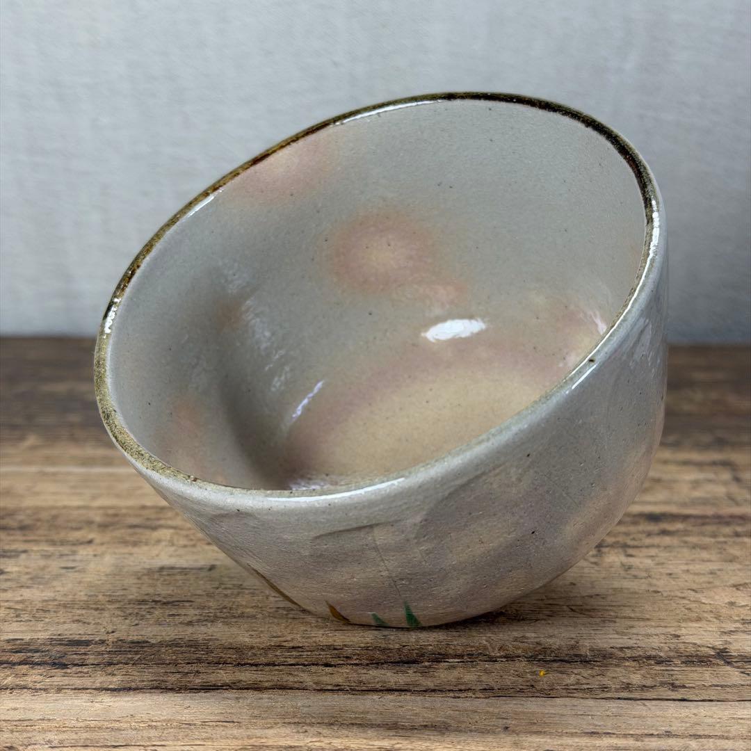 a782 送料込 乾山写 八橋 南口閑粋 在銘 四方桟共箱 茶道具 抹茶碗