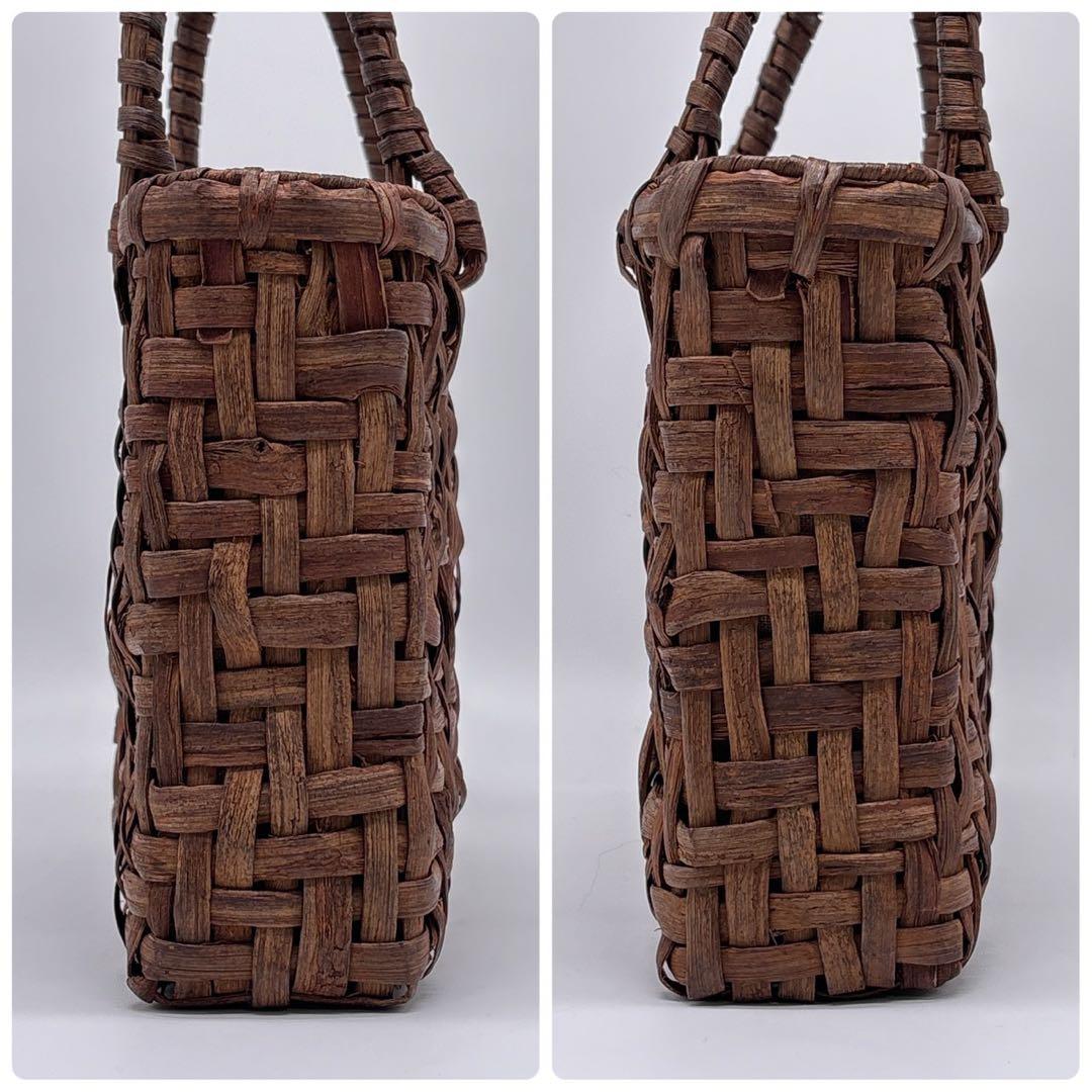 美品 山葡萄 籠バック ハンドバックかご カゴ 天然素材 自然素材 編み込み