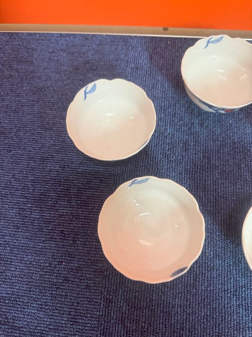 1710 深川製磁　染付柿文　小鉢　5客　8cm