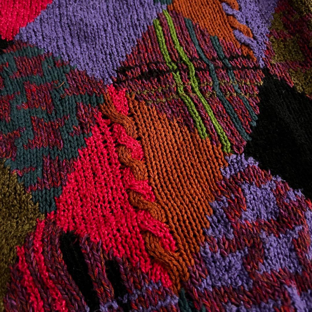 【希少】Alexander Julian 3Dパッチワーク ニット L 総柄