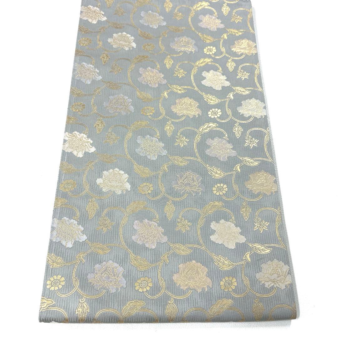 専用帯6162 ●陰山織物謹製 箔屋清兵衛 二重蔓牡丹文 高級 正絹 六通 袋帯