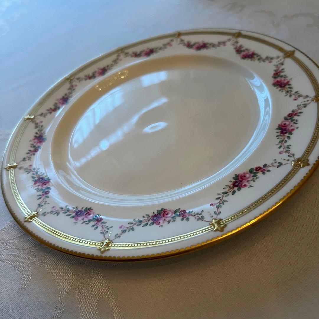 【ローズ ガーランド】美品 英国アンティーク エインズレイ　金彩　大皿　2枚