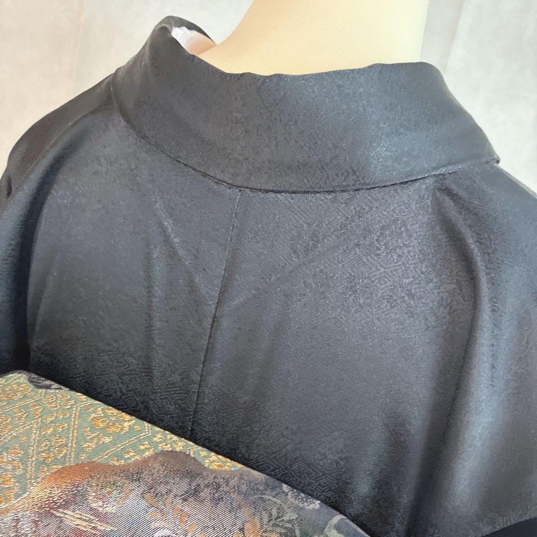 訪問着　フルセット　着物　正絹　黒　さが美　絞り　手刺繍　N1