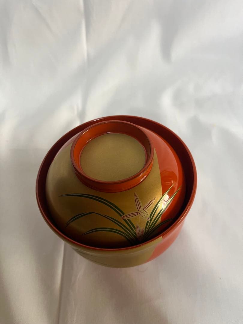 未使用品 輪島塗 吸物椀 5個セット 桐箱 金彩蒔絵 漆器 工藝品