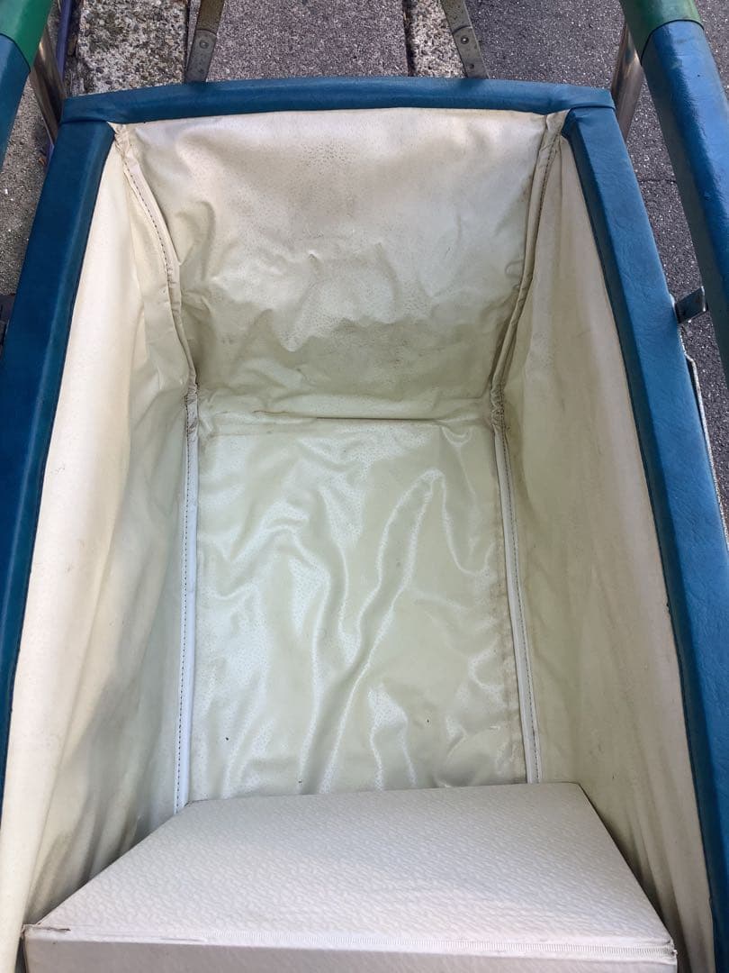 アンティーク 昭和レトロベビーカー ペットカー青とクリーム色