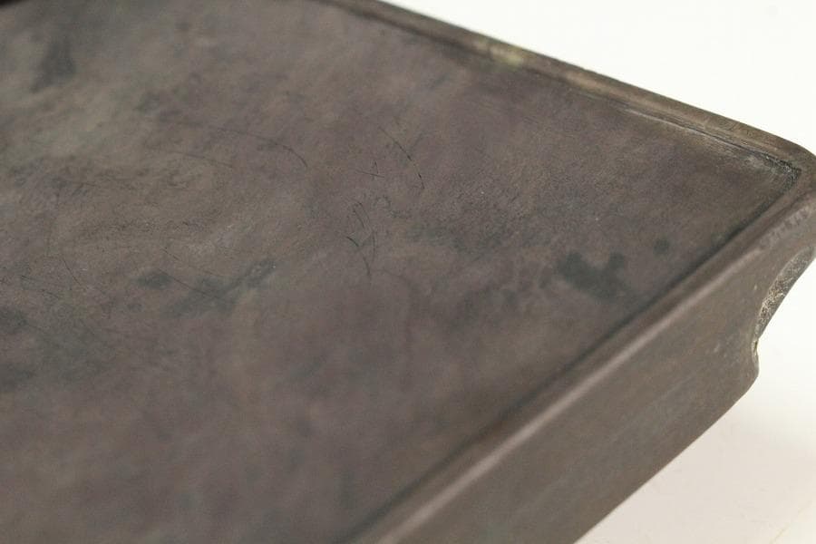 中国美術 端渓 刻霊芝 紫檀 題詞 箱 文房四宝(K-XA666)