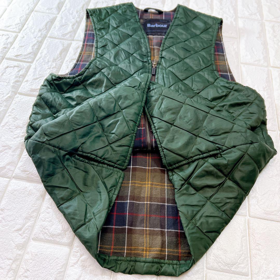 ヴィンテージ Barbour キルティングベストSize38 濃いグリーン