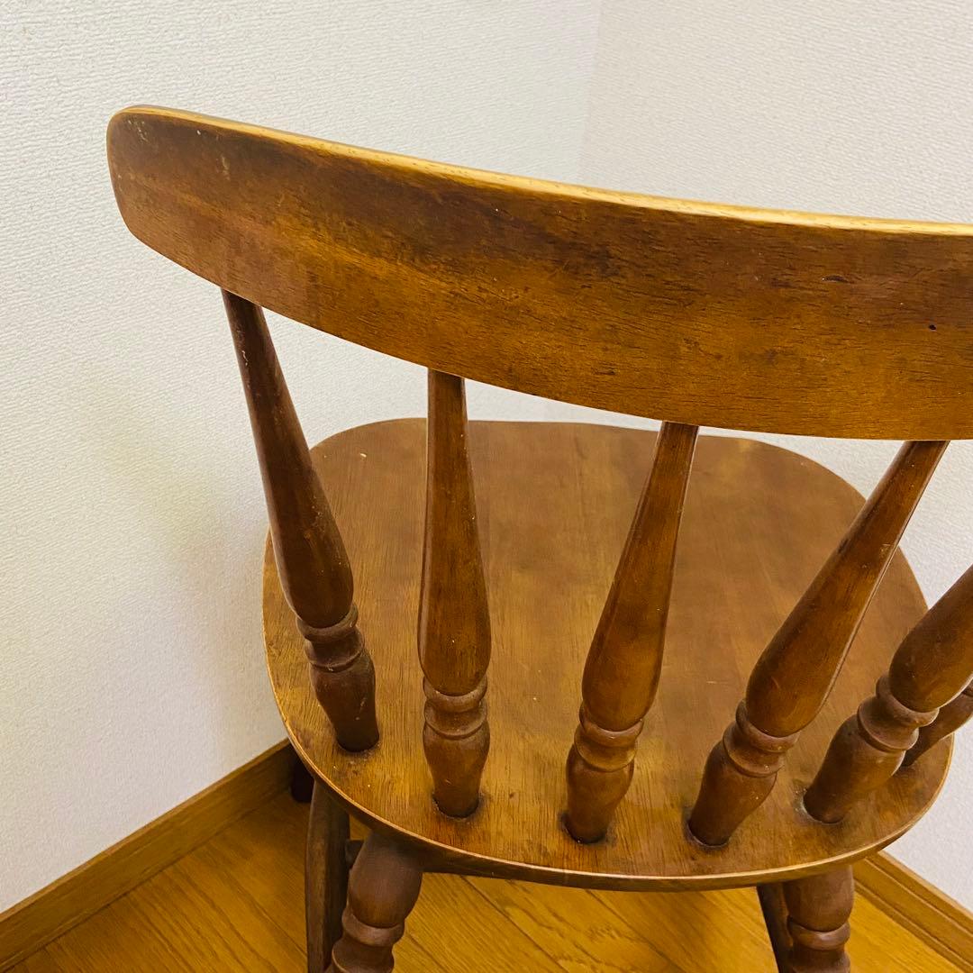 木製 アンティーク調 レトロ スピンドルバックチェア ブラウン　ダイニング　椅子