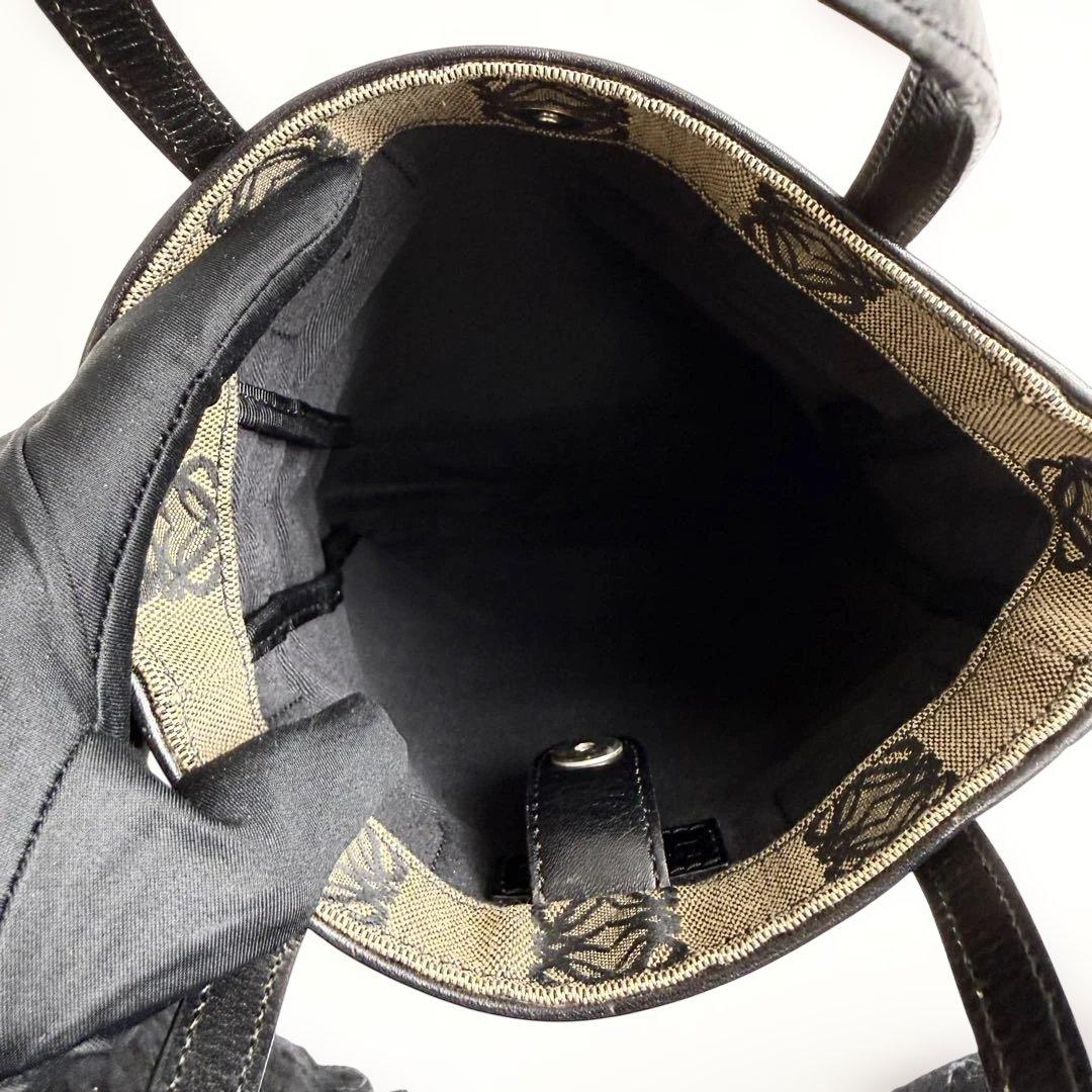 ロエベ 2387 リピート　アナグラム　ミニ　ハンドバッグ　レザー　キャンバス