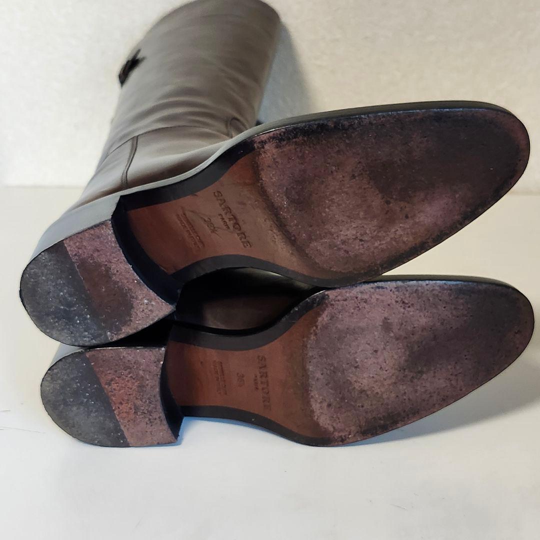 美品 サルトル シングルバックベルト ジョッキーブーツ 36.5 GRIGIO