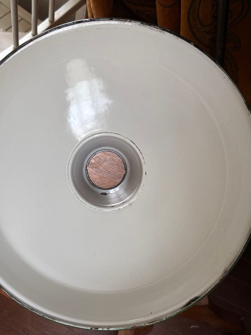 青柳アンティーク　ホーロー　ランプ　シェード　グリーン　30センチ　美品