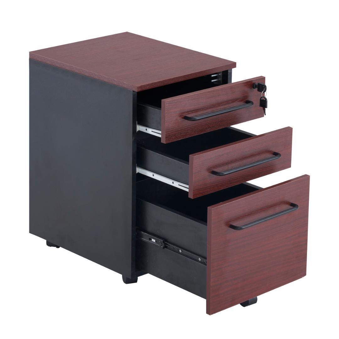 デスクワゴン サイドワゴン ラック 鍵付き キャスター付き 脇机 引き出し3段