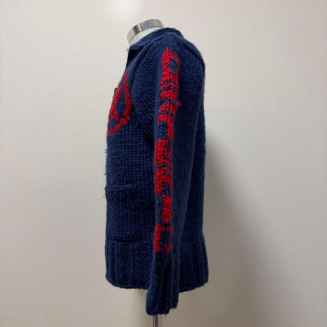 ヒステリックグラマー　カウチンニット　ニットジャケット　ブルー　ジップアップ