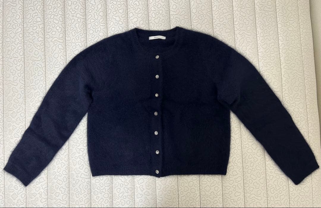 【美品】ANAYI フラッフィアソート釦カーディガン 38