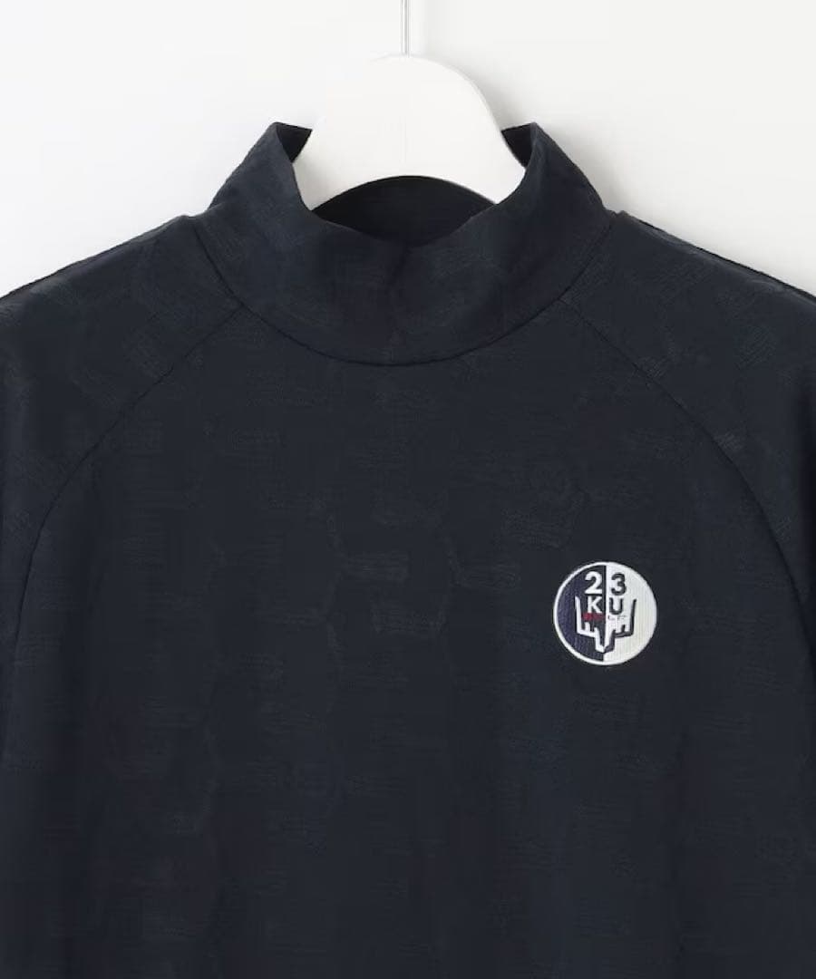 新品 23区【WOMEN】クラブジャガード柄 モックネックシャツ ネイビー M