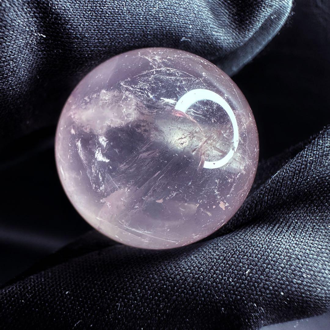 七星陣【恋愛成就♡】ピンク超美麗レインボー☆ローズクォーツスフィア丸玉A1186