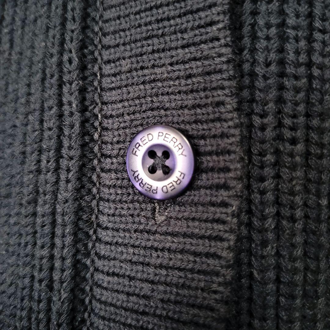 フレッドペリー レイビームス 別注 ネイビー チップドカラーカーディガン