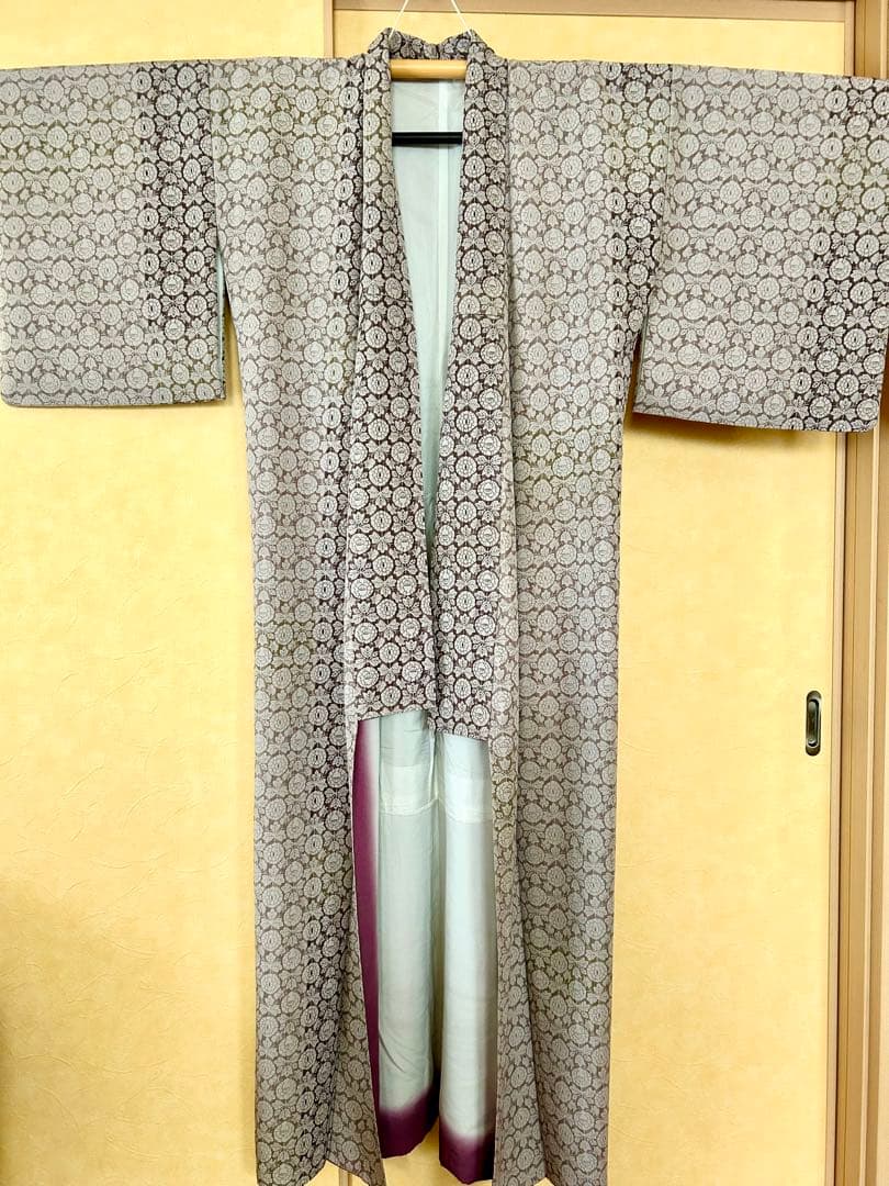 洗える着物　袷　東レシルック　さんび　手縫い　ポリエステル