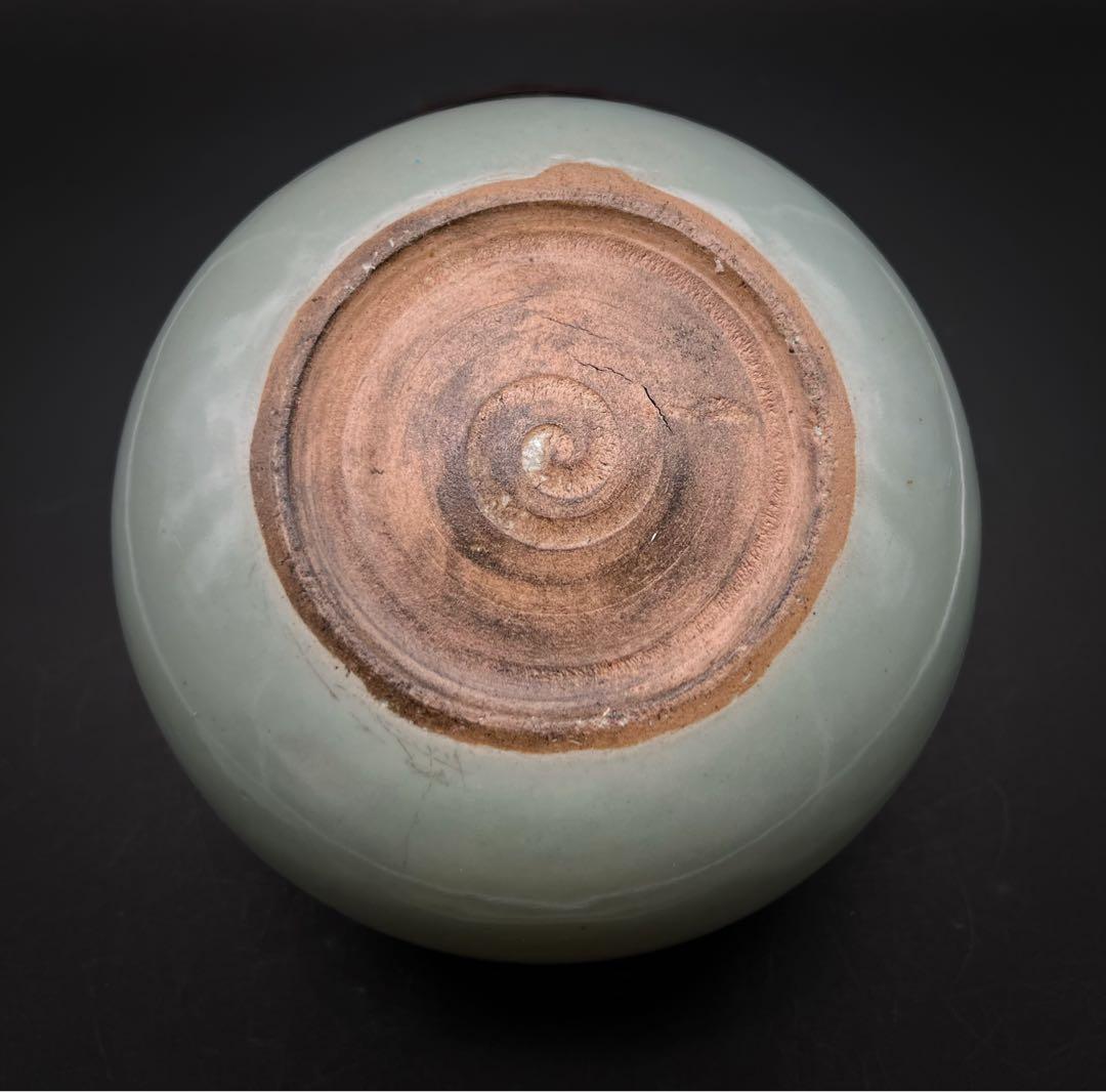 中国美術 古玩 青磁雙耳壺　お茶入れ　茶筒 茶道具