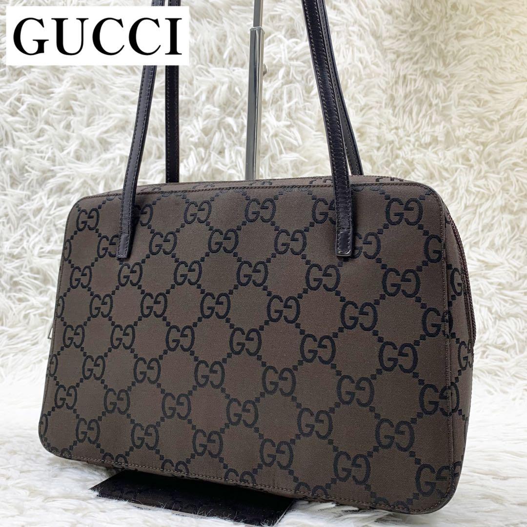 【✨美品✨】グッチ ショルダーバッグ GG柄 ナイロン ブラウン