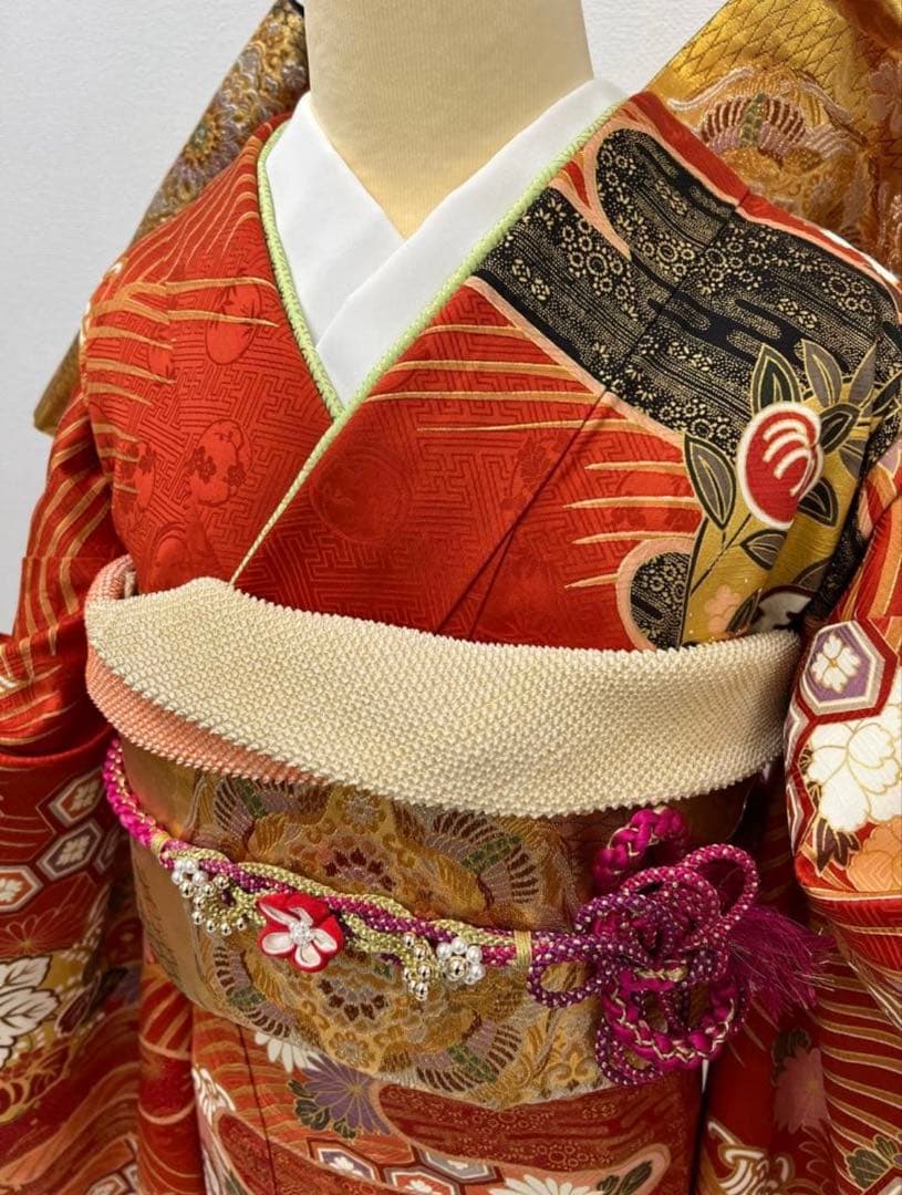 振り袖　フルセット　長襦袢　金彩加工　刺繍入り　ますいわ屋　重ね襟付き　748