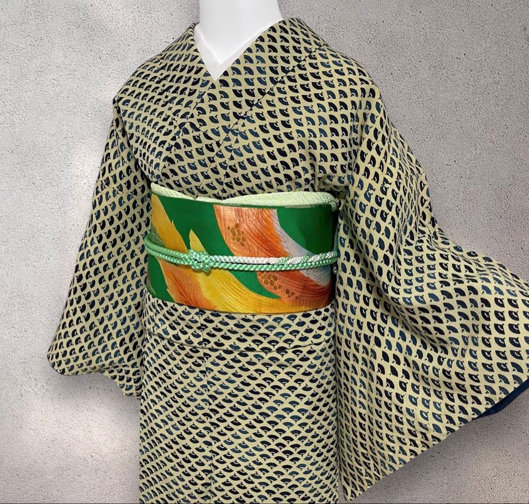 k264 正絹ちりめん 江戸小紋 フルセット 身丈157.5裄丈66