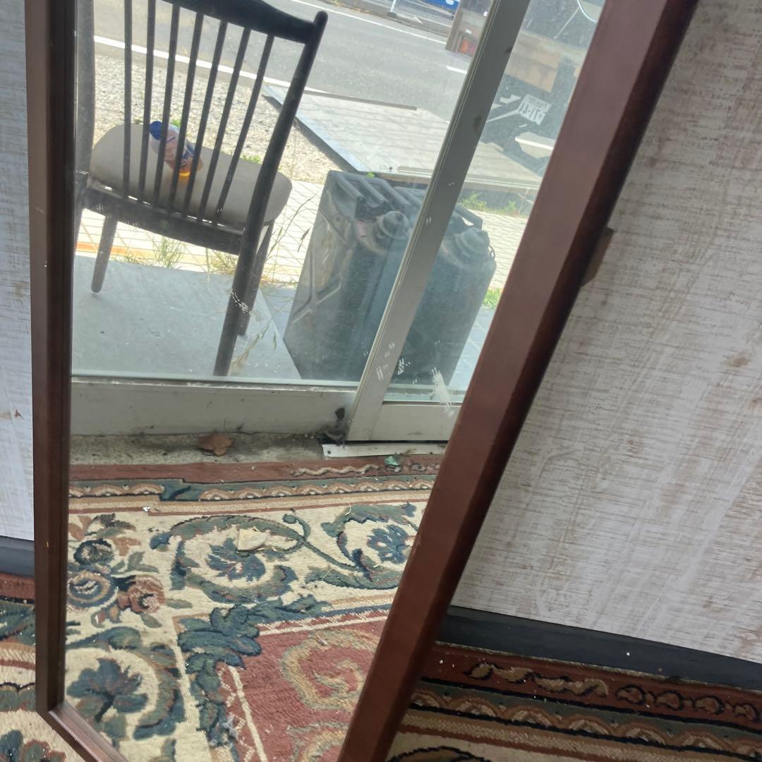 北欧レトロ ビンテージ 木製フレーム 等身鏡 姿見 壁掛け鏡 ウォールミラー