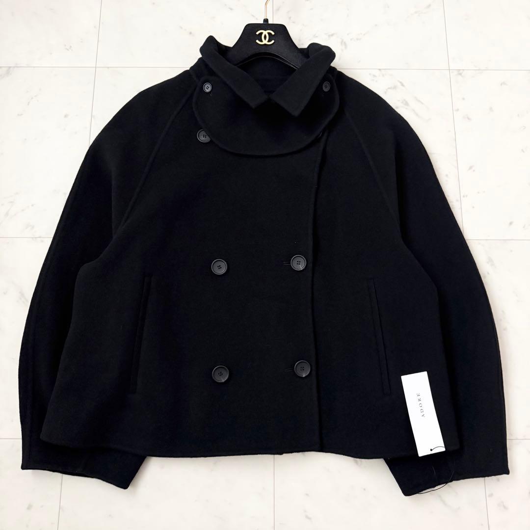 新品❤️23AW ADORE リバーショートコート　ピーコート　ブラック　M