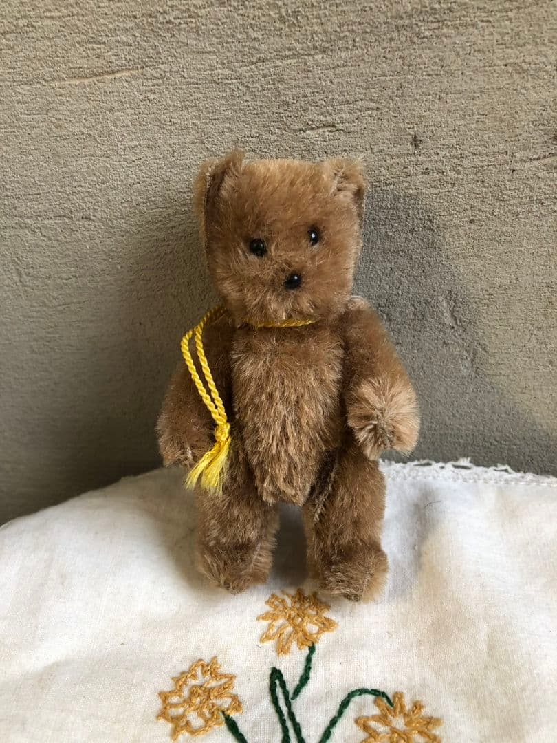 小さなテディベア 黄リボン アンティーク テディ
