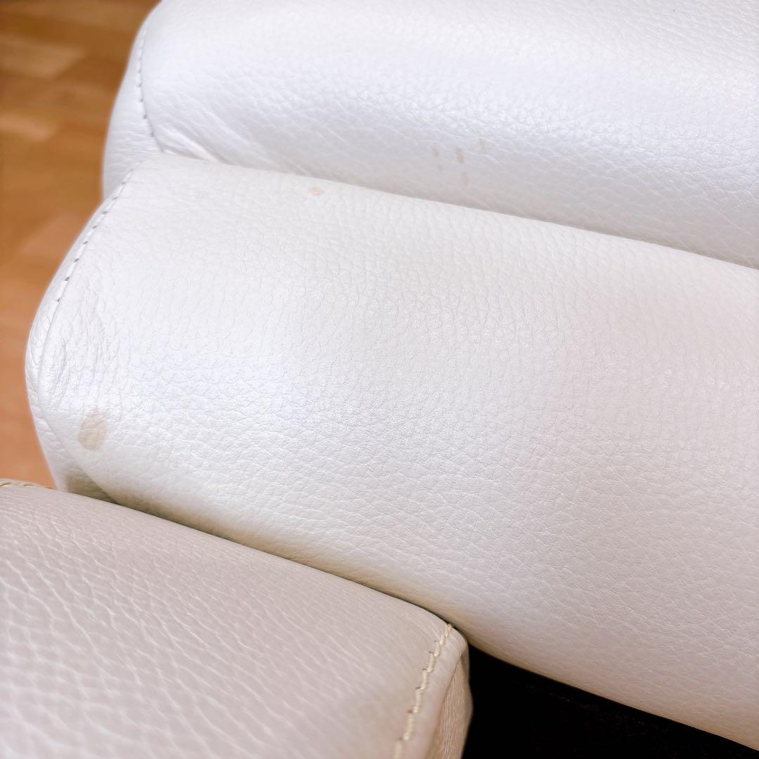 IDC大塚家具 L/SComfort-03 総革 オットマン スツール 白