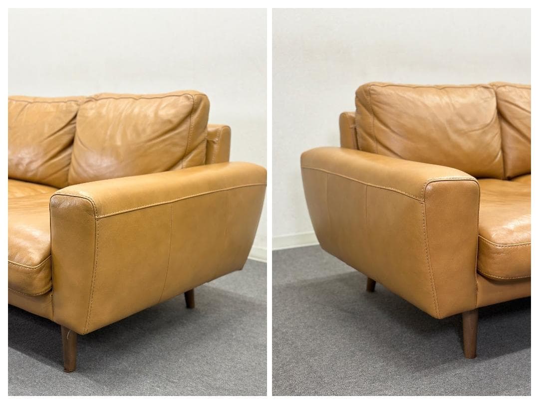 ■unico/ウニコ■MOLN/モルン　レザーソファ　3人掛け　ブラウン　本革