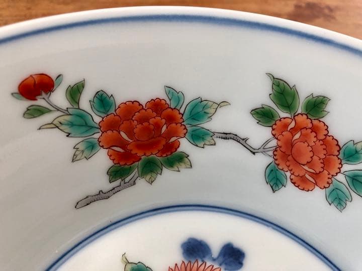 今泉今右衛門　鉢　錦絵　菊　椿　牡丹　人間国宝