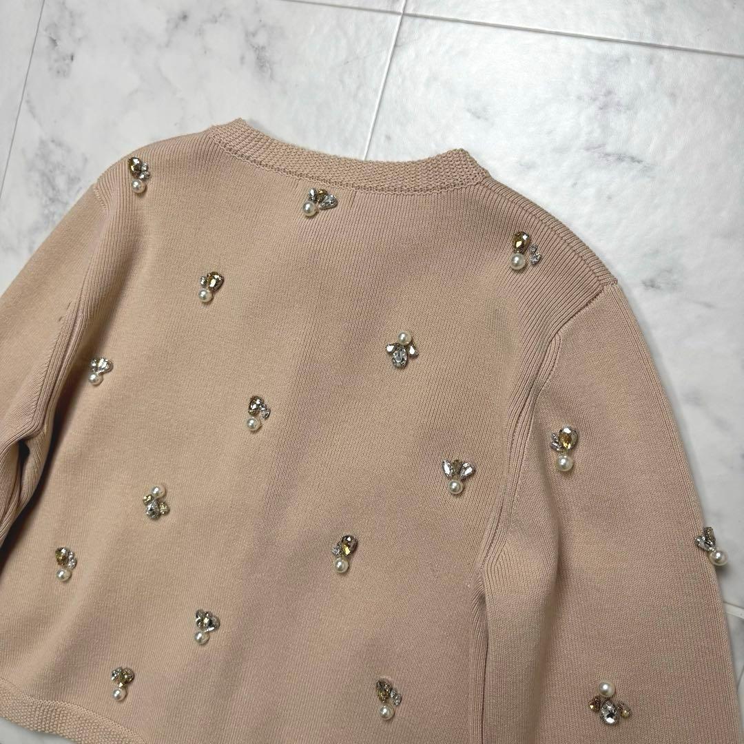 【極美品】 anuans アニュアンス ノーカラービジューニットジャケット