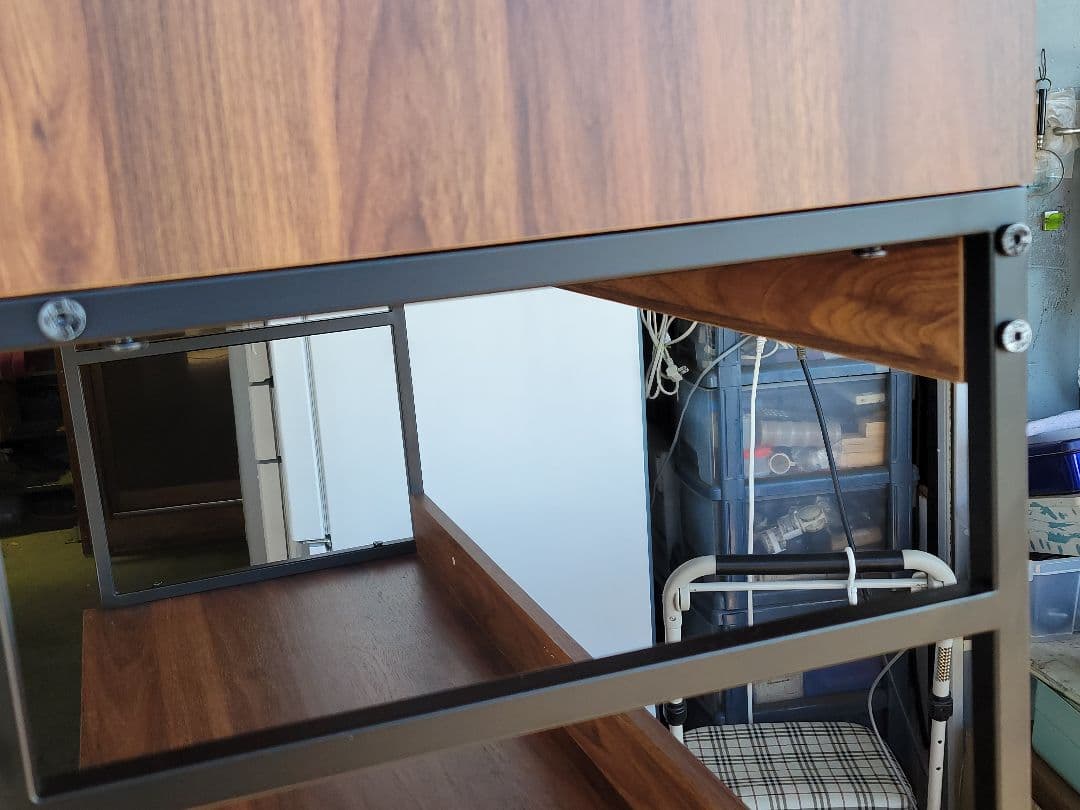 木目調 アイアンフレーム キッチンボード レンジ台 食器棚 ヴィンテージ風