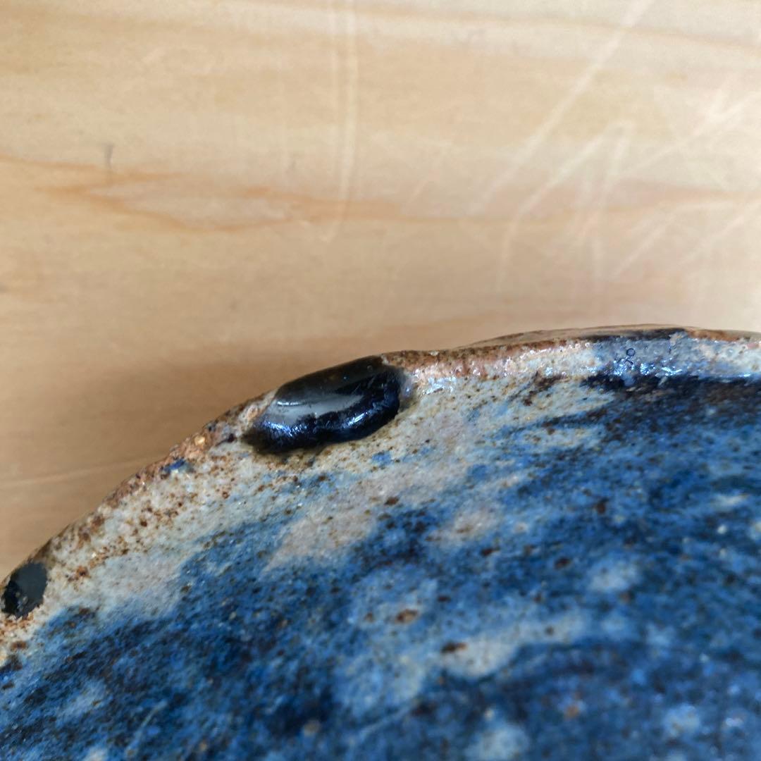 小野哲平　大皿(青)②欠け・修復跡有