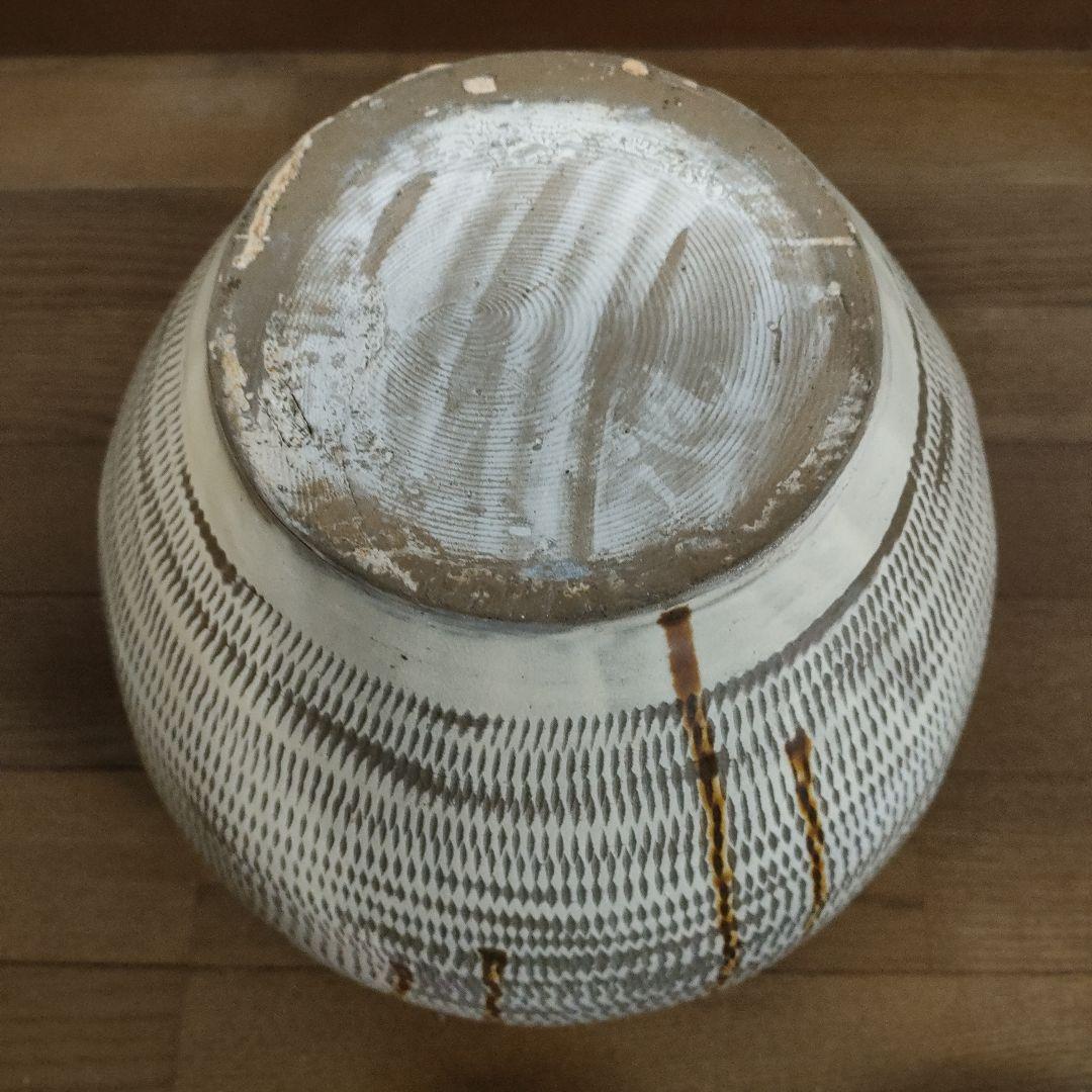 \"未使用\"小鹿田焼　飛び鉋 飴釉大壺 花瓶
