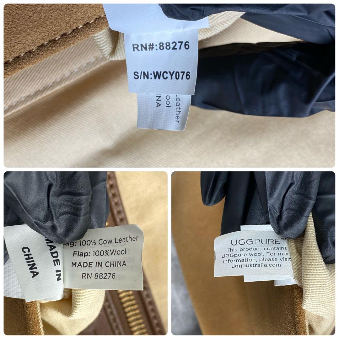 良品 UGG アグ シープスキン ショルダーバッグ スエード本革 ボア ムートン