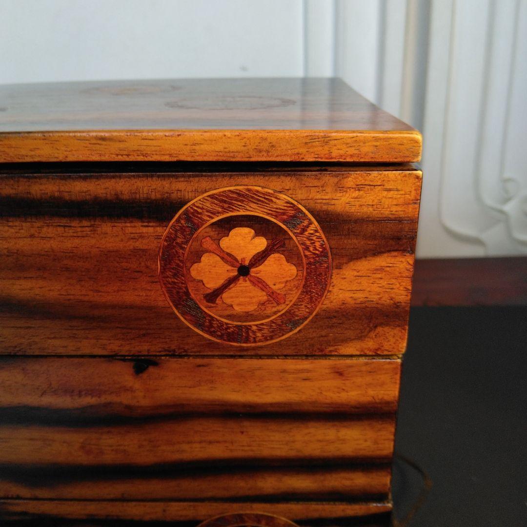 重箱　黒柿　象嵌