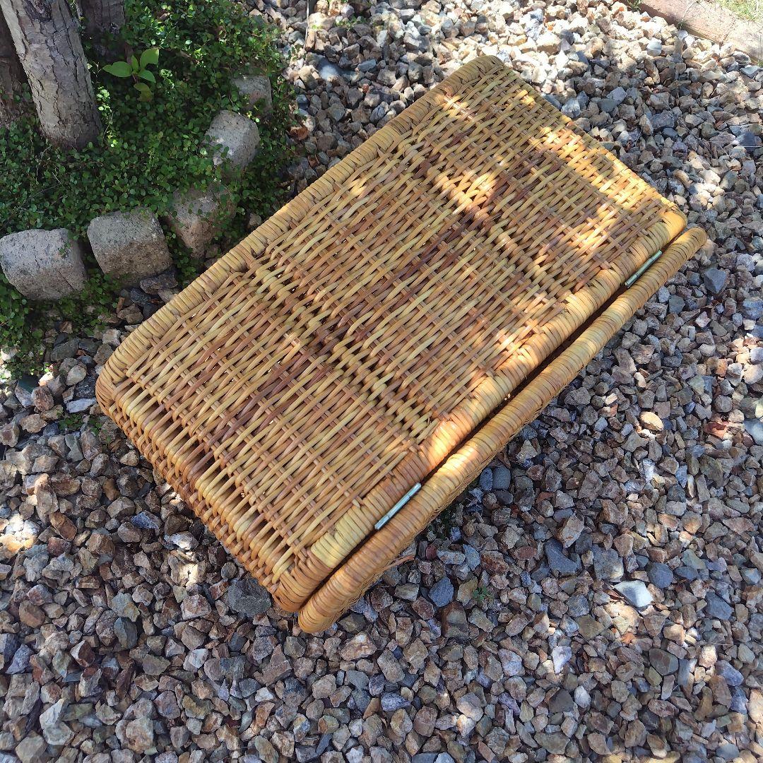 昭和レトロ 蓋付き ラタン かご 収納 籠 アンティーク ランドリー バスケット