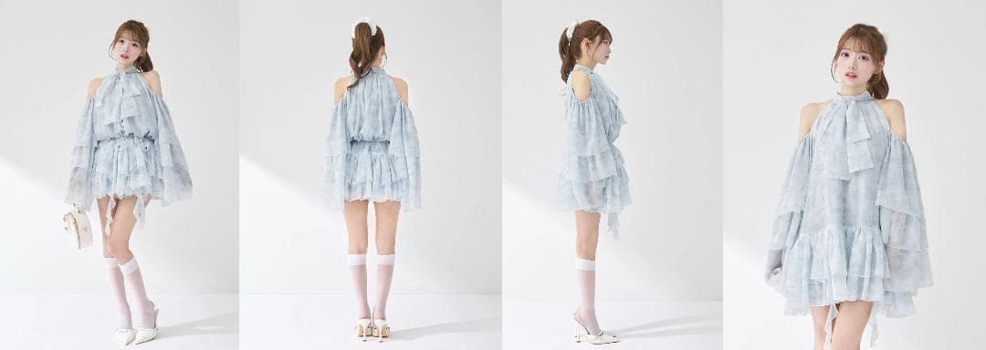 ダーリッチ darich トワルドジュイシフォンフリルミニワンピース SAX F