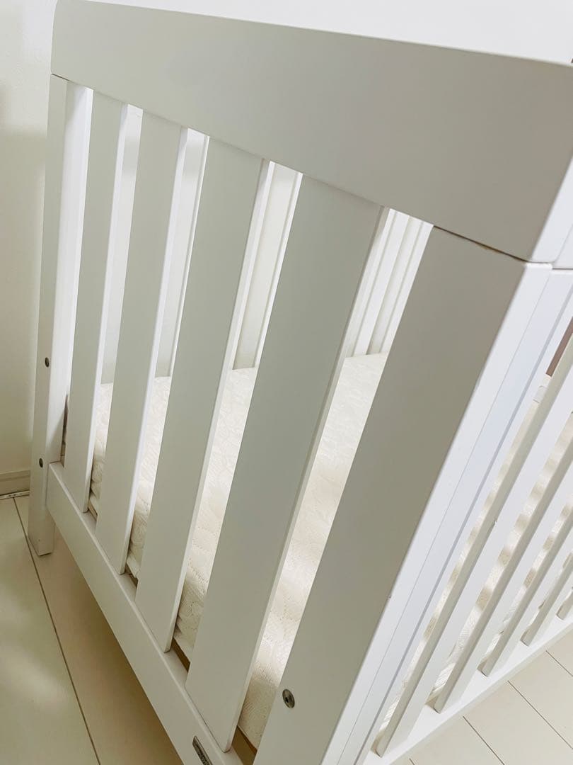 Boori 3in1 6歳まで ベビーベッド ジャズ 天然木製 白 マットレス