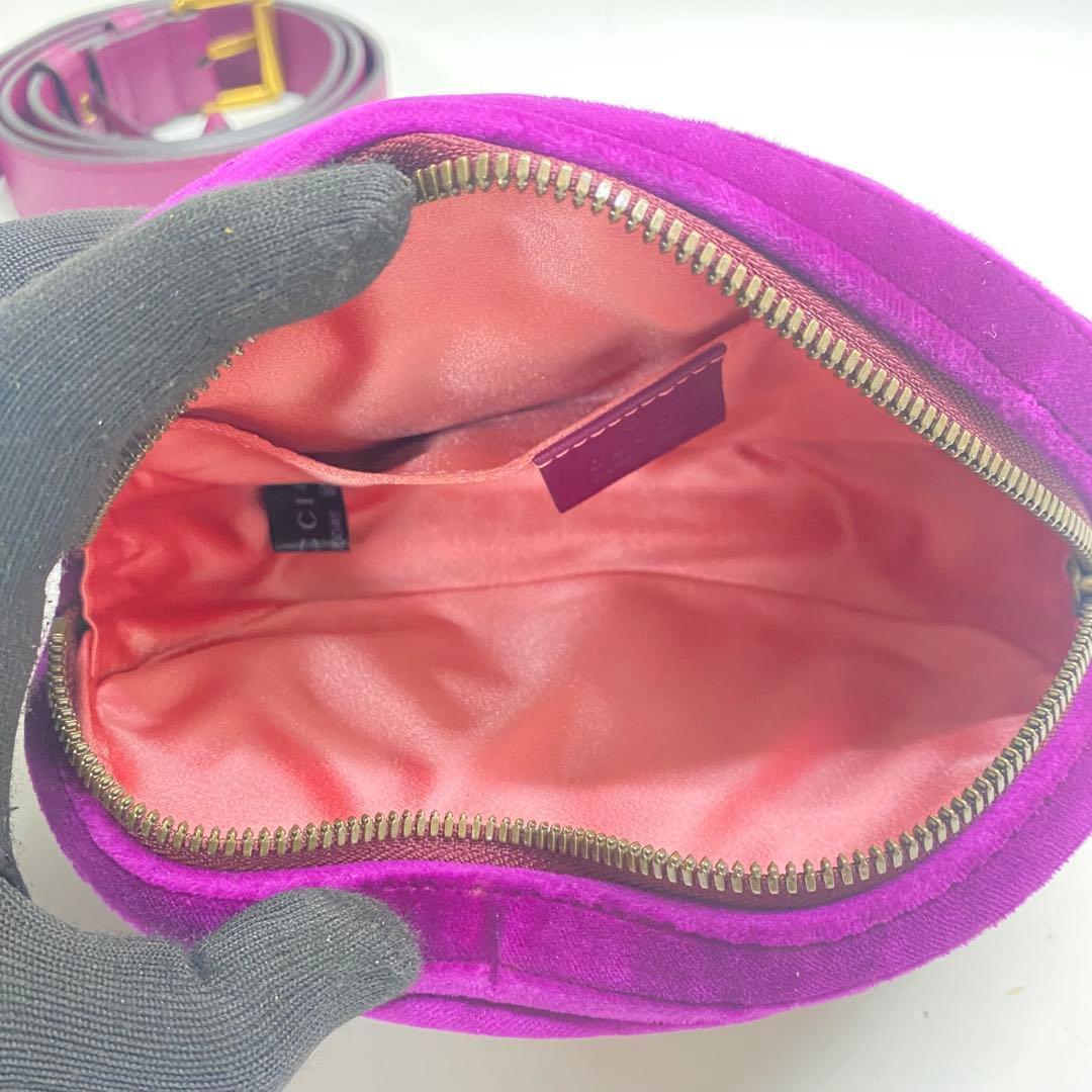 【美品】GUCCI マーモント ベロア ボディバッグ ウエストポーチ パープル