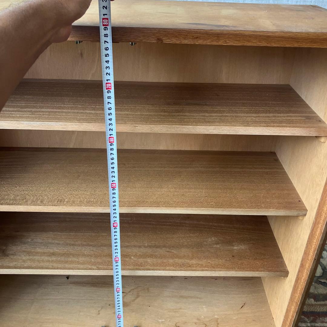 ② 昭和レトロ 古家具 ガラス戸 木製キャビネット 食器棚 飾り棚 サイドボード