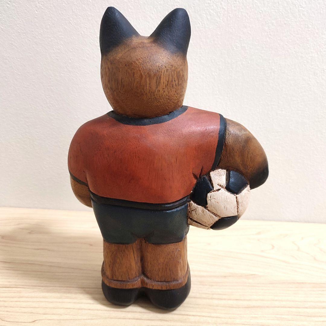 【アンティーク】木彫りの猫のオブジェ