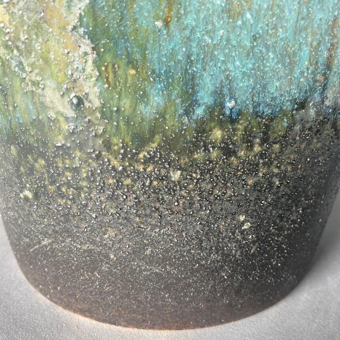 信楽焼傘立て  緑釉変形 高さ47cm