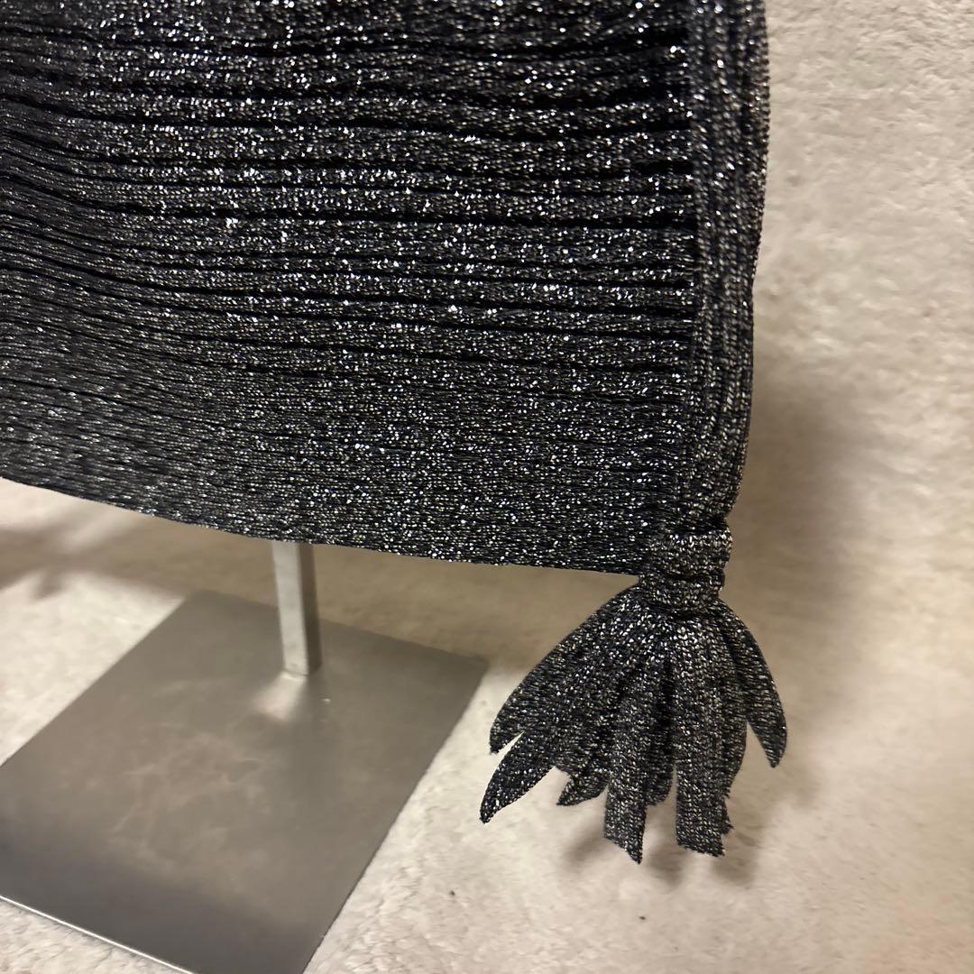 極美品⭐️pleats please プリーツ　巾着　バック　フリンジ