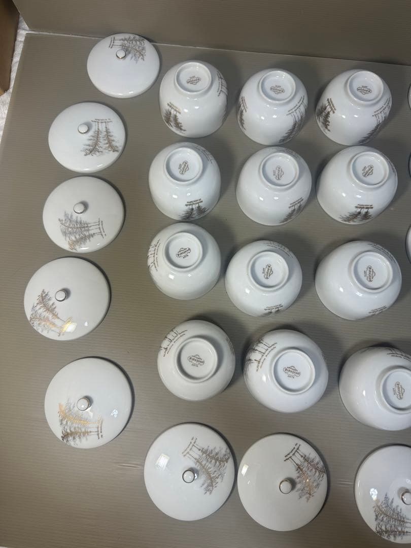 2301 深川製磁　茶器セット　急須2客　湯呑蓋付13客