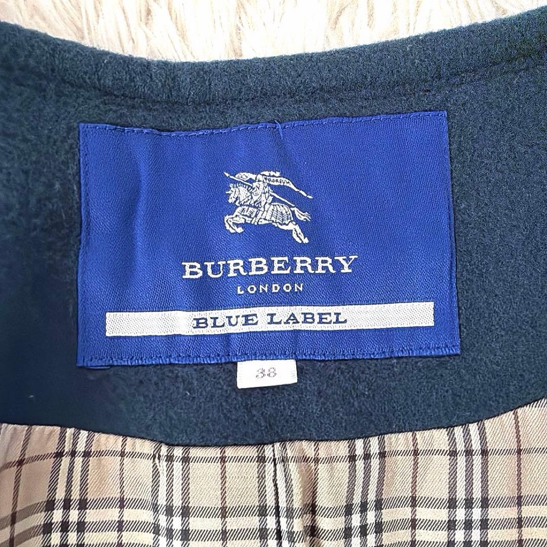 【極美品】バーバリーブルーレーベル ノーカラーコート ノバチェック 38